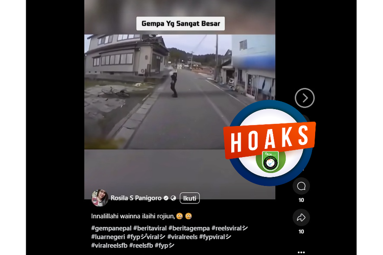 Tangkapan layar Facebook video yang diklaim menampilkan gempa di Nepal pada akhir Maret 2025