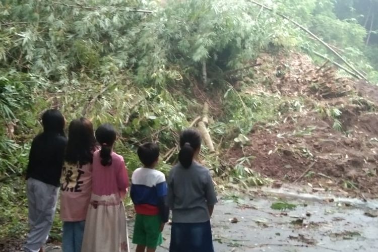 Lahan bambu di Dusun Plembangan, Bandongan, Magelang mengalami longsor, Kamis (7/3/2024) sore.