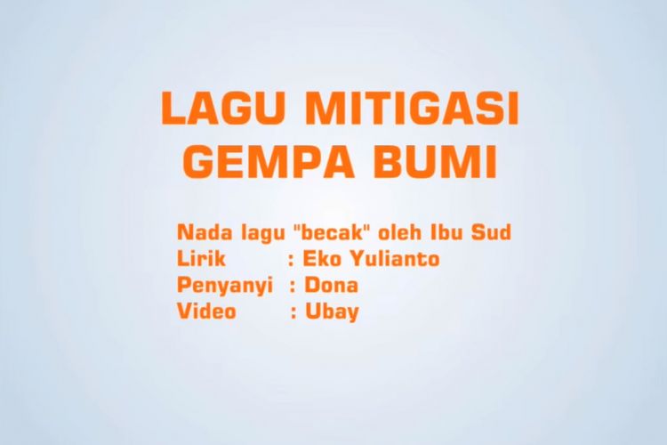 BMKG dan LIPI membuat lagu dalam bentuk musik video untuk mengedukasi masyarakat, khususnya anak-anak tentang mitigasi gempa bumi di Indonesia.