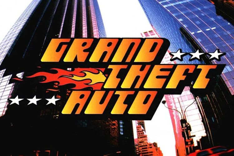 Ilustrasi game Grand Theft Auto pertama.