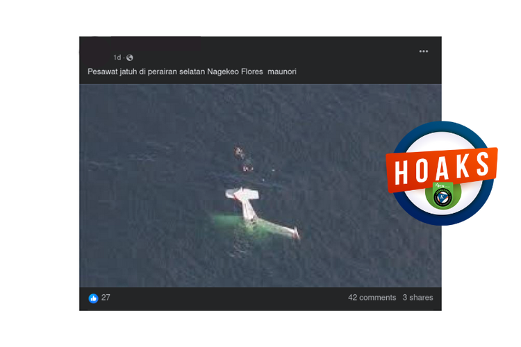 Hoaks, pesawat jatuh di perairan Nagekeo, Flores, NTT, pada Senin (22/4/2024)