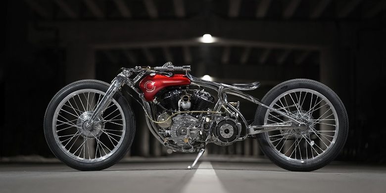 Salah satu motor custom hasil builder Tanah Air yang dipamerkan tim Suryanation Motorland di Motor Bike Expo Verona, Italia pada dari 17-20 Januari 2019. 