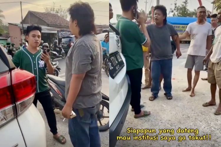 Kolase bidik layar video Dody Kangen Band diintimidasi dan dituduh menabrak pemotor di Bandar Lampung, Senin (23/10/2023).