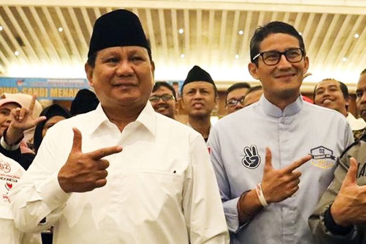Calon Presiden dan Wakil Presiden nomor urut 02 Prabowo Subiantodan Sandiaga Uno. ANTARA FOTO/Tim Media Prabowo-Sandi/GP/ama.
