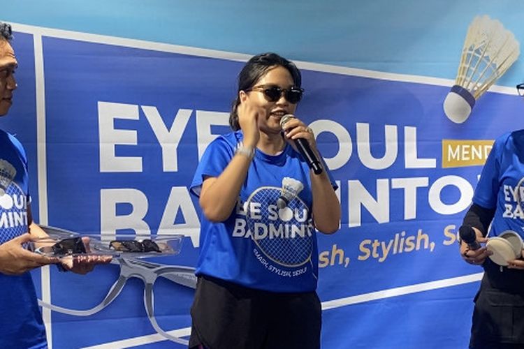 Prita, Brand Manager EYE SOUL, pada acara EYE SOUL Mendadak Badminton di Living World Alam Sutera, Tangerang Selatan, Selasa (27/5/2025).