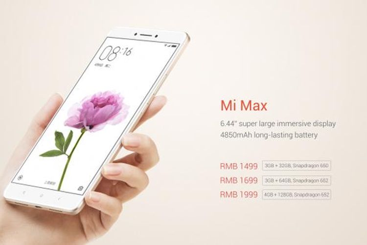 Ponsel Xiaomi Mi Max diluncurkan dengan tiga varian hardware dan harga.