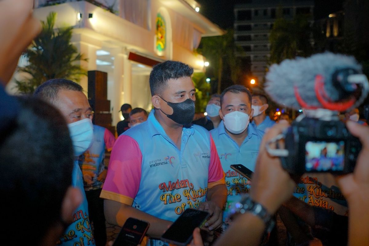 Wali Kota Medan Bobby Nasution saat acara pembukaan kantor Wali Kota Medan sebagai destinasi wisata baru, Sabtu (20/11/2021).