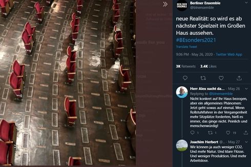 Gedung Teater di Jerman Atur Ulang Bangku Penonton Sesuai Prinsip Jarak Aman