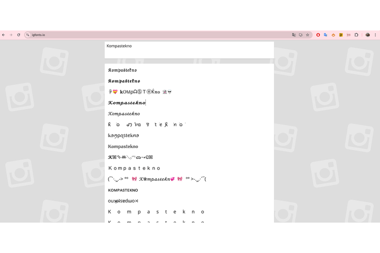 Ilustrasi cara ubah font buat bio IG