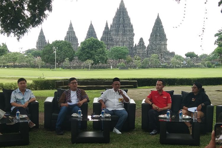 Konferensi pers Prambanan Jazz Festival di Taman Wisata Candi Prambanan, Jumat (23/2/2024).