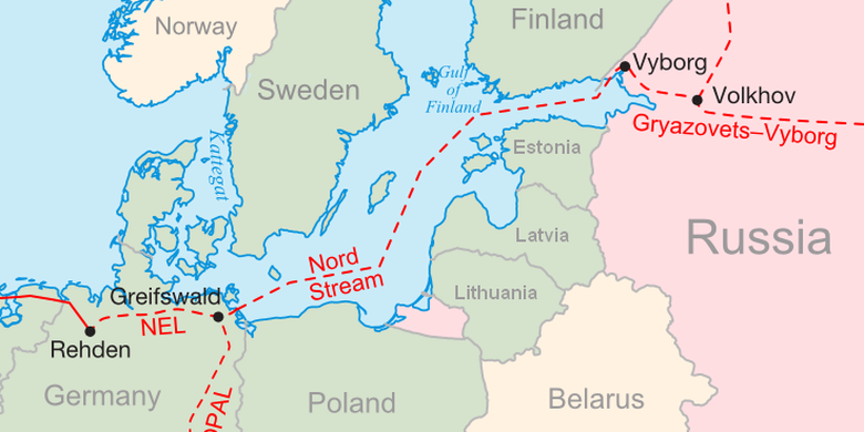Ilustrasi jaringan pipa Nord Stream.