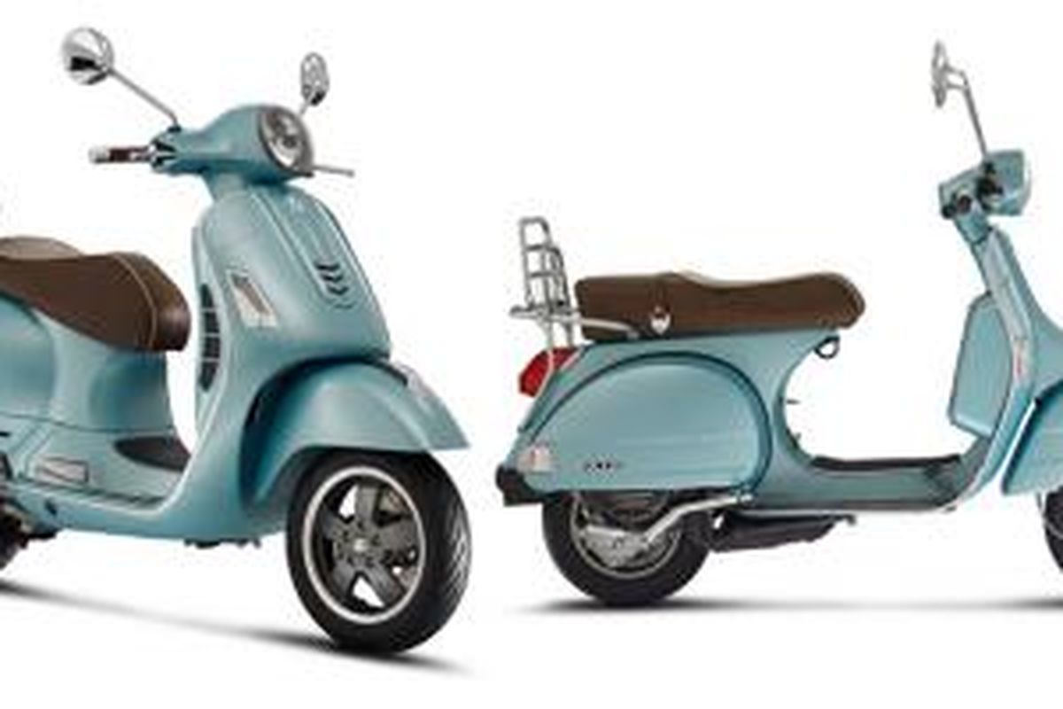 Vespa GTS dan PX 125 setelah dibalur warna khusus edisi perayaan ulang tahun ke-70 Vespa.