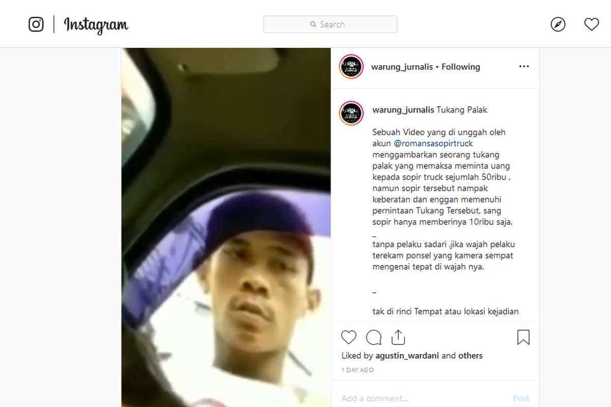 Viral video tukang palak meminta uang Rp 50.000 dari sopir truk. 