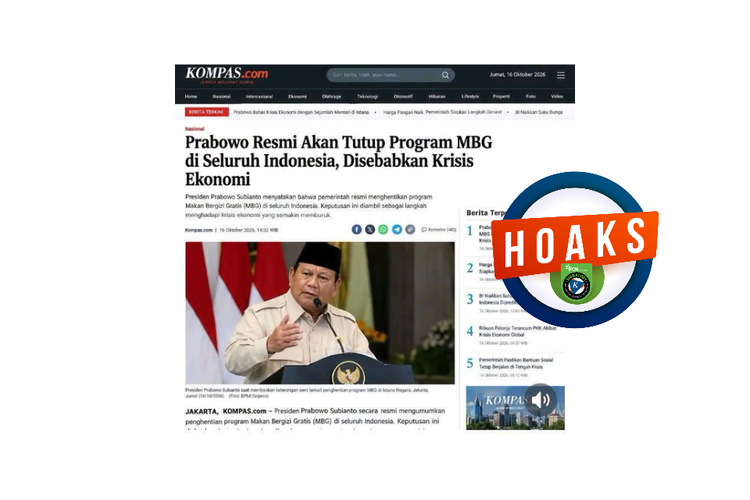 INFOGRAFIK: Hoaks Kompas.com Beritakan Prabowo Hentikan MBG, Cek Faktanya