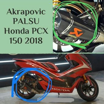 Salah satu Honda Al New PCX versi modifikasi yang menggunakan knalpot racing palsu berlogo Akrapovic saat peluncuran beberapa waktu lalu.