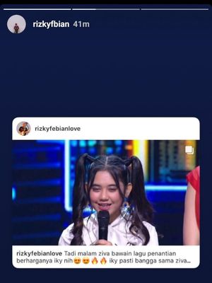 Rizky Febian men-screenshoot penampilan Ziva Magnolya di Indonesian Idol dari video yang diunggah akun @rizkyfebianlove, official account fanbase Rizky Febian.