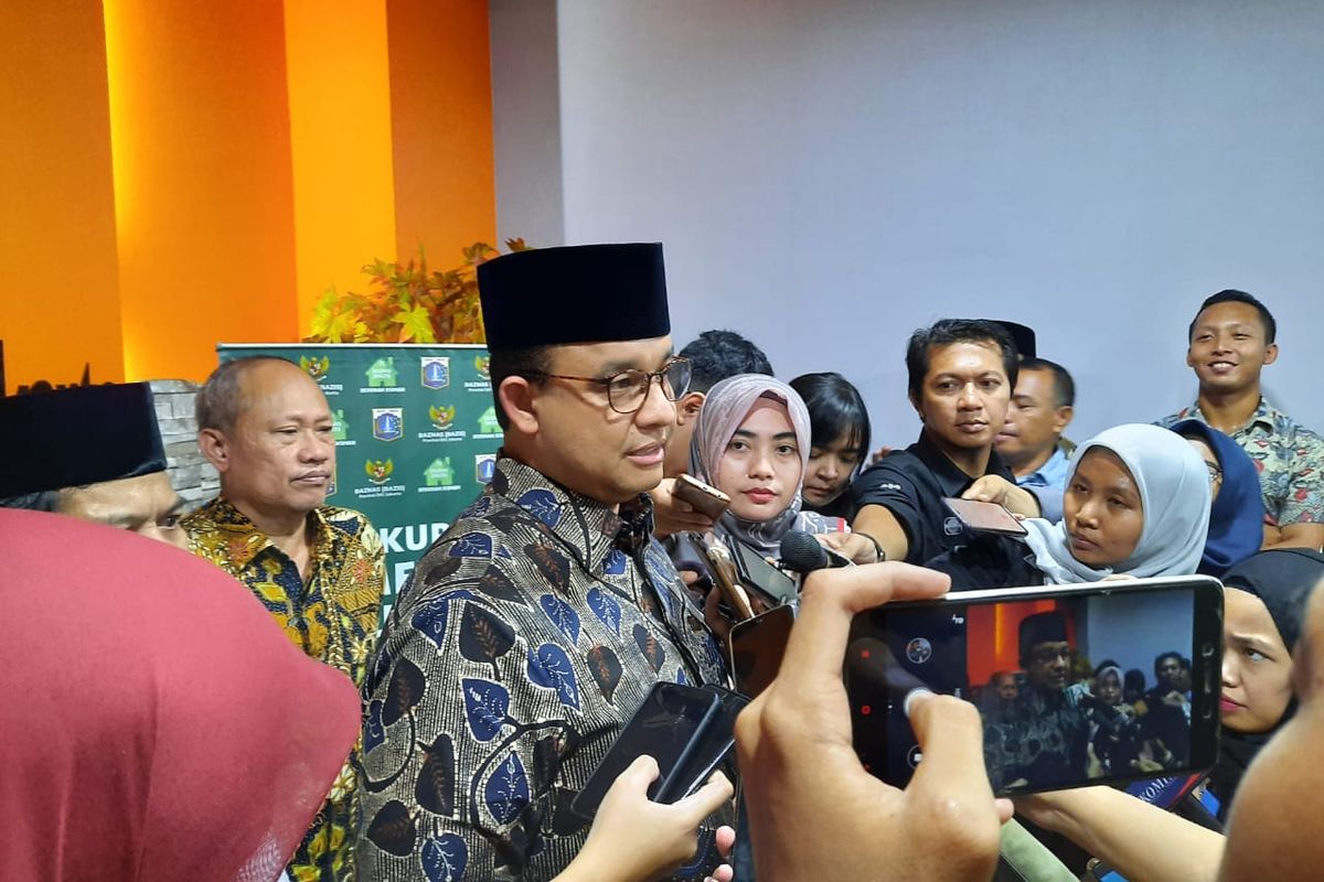 Gubernur DKI Jakarta Anies Baswedan di GOR Universitas Negeri Jakarta, Rawamangun, Kamis (20/2/2020)