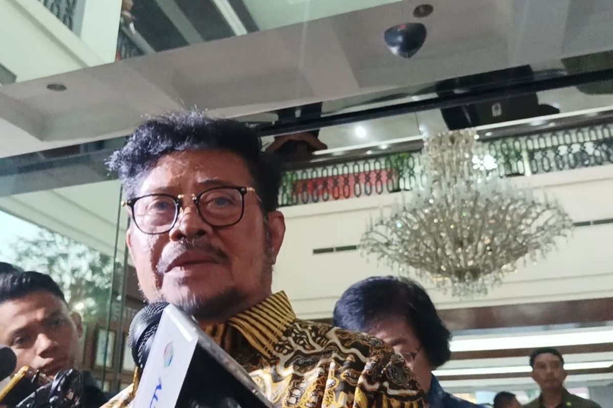 Menteri Pertanian (Mentan) Syahrul Yasin Limpo di Gedung Kemensetneg, Jakarta, Senin (5/10/2023).