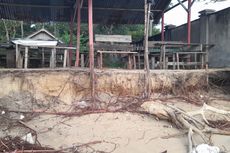 Diterjang Gelombang, Badan Jalan di Pantai Asmara Bangka Barat Ambruk