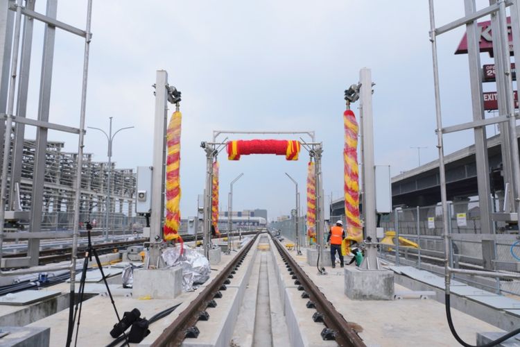 Pembangunan Depo LRT Jabodebek di Bekasi.