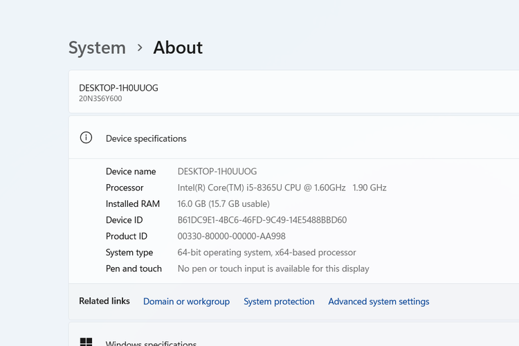 Ilustrasi cara cek RAM laptop Windows lewat menu pengaturan.