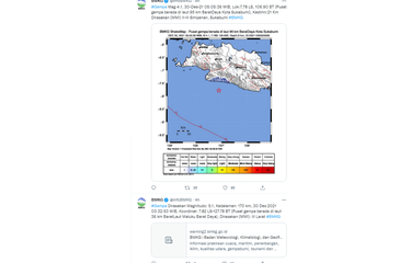 Catatan gempa hari ini, 30 Desember 2021.