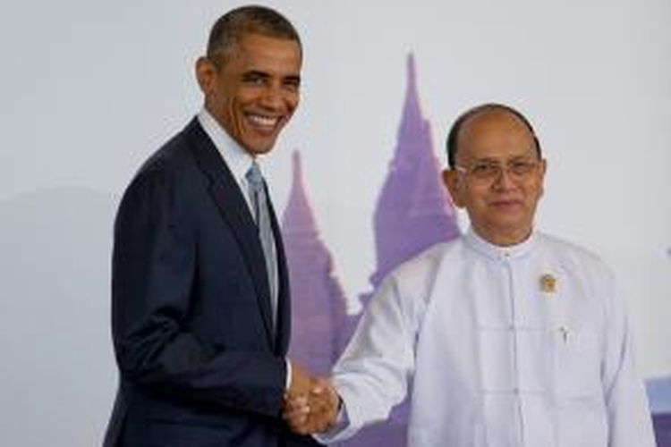 Presiden AS Barack Obama dan Presiden Myanmar Thein Sein.