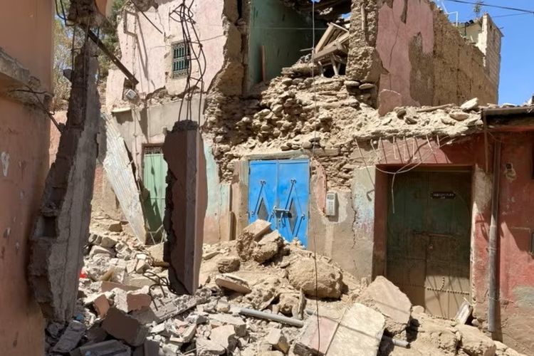 Kerusakan pasca-gempa dahsyat di Amizmiz, Maroko, 9 September 2023.