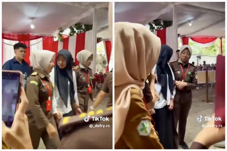 Kolase bidik layar video momen penangkapan joki CPNS Kejaksaan 2023 di Bandar Lampung, Jumat (17/11/2023).