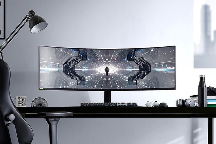 Samsung Odyssey G9 merupakan gaming monitor terbaik pertama di dunia yang memiliki kelengkungan layar 1000R. 