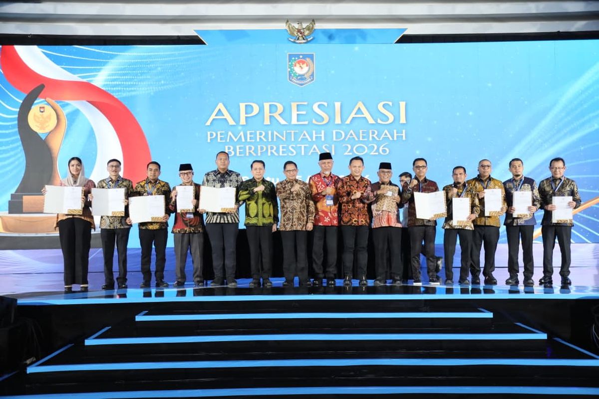 Kementerian Dalam Negeri menggelar ajang Apresiasi Daerah Berprestasi Tahun 2026 sebagai upaya untuk memperkuat budaya kinerja dan inovasi di daerah di Ballroom Wyndham Opi Hotel, Palembang, Sumatera Selatan, Sabtu (25/4/2026).