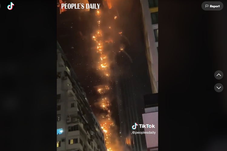 Viral kebakaran gedung di Hong Kong, China