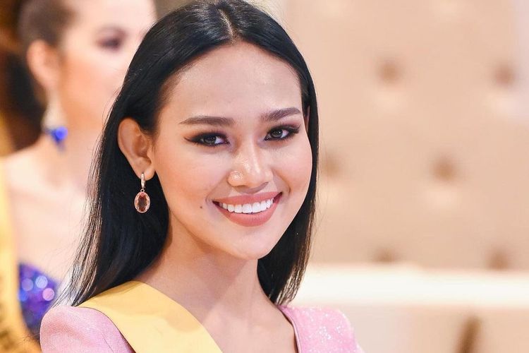 Ratu kecantikan Myanmar, Han Lay, saat berkompetisi di Miss Grand International, pada Rabu (24/3/2021) di Bangkok, Thailand.