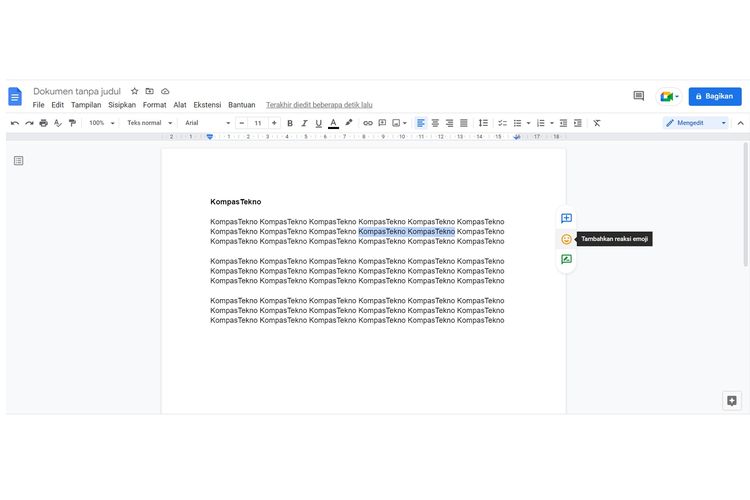 Cara tambah emoji reactions di Google Docs