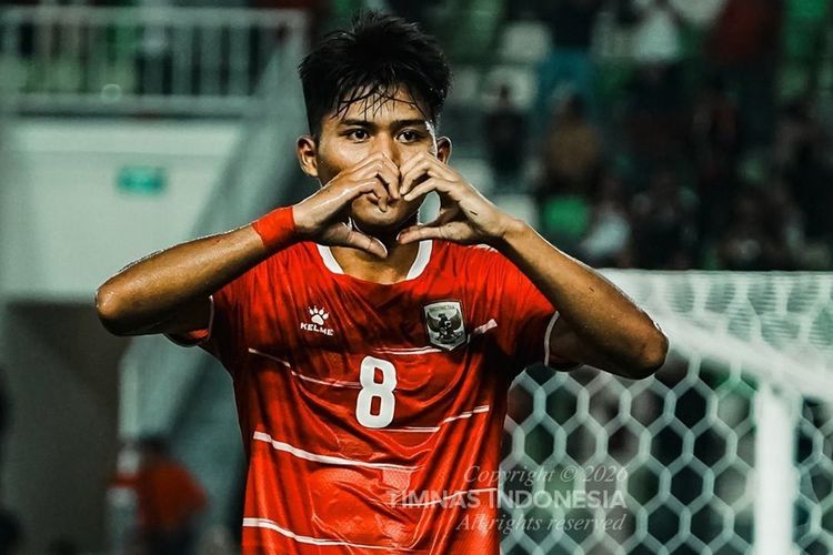 Penyerang Timnas U19 Indonesia, Arkhan Kaka, merayakan gol ke gawang Myanmar pada laga pertama ASEAN U19 Championship 2026 yang berakhir dengan skor 3-0 di Stadion Utama Sumatera Utara Deli Serdang, Senin (1/6/2026) malam.