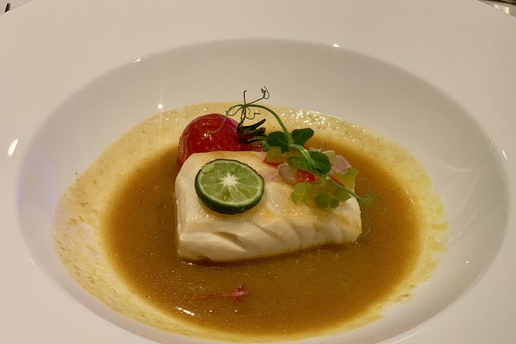 Be Pasih Menyatnyat, ikan kod nyat nyat yang disajikan dalam santap malam di acara  The Launch Event of Future of Food 2026 di The Westin Jakarta, Selasa (14/10/2025). 