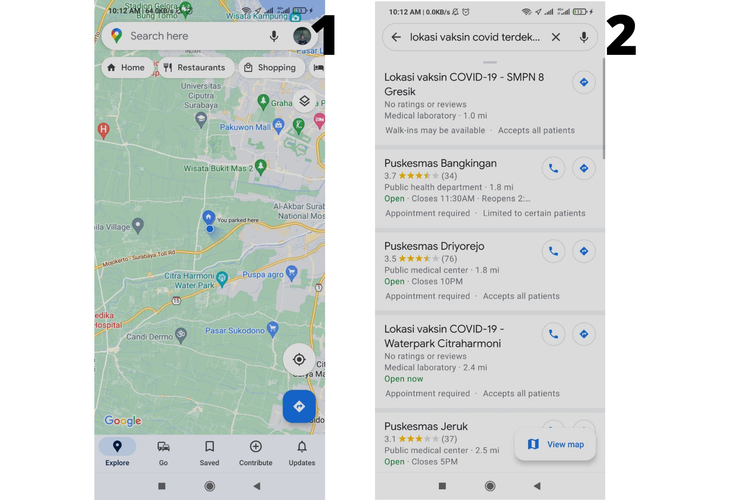 cara cek vaksin via google maps