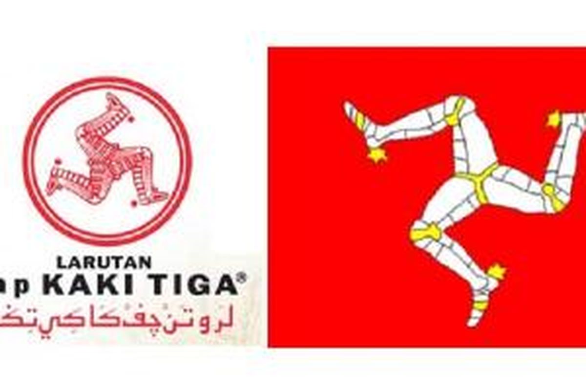 Ilustrasi:  Logo Cap Kaki Tiga dan lambang Negara Isle Of Man