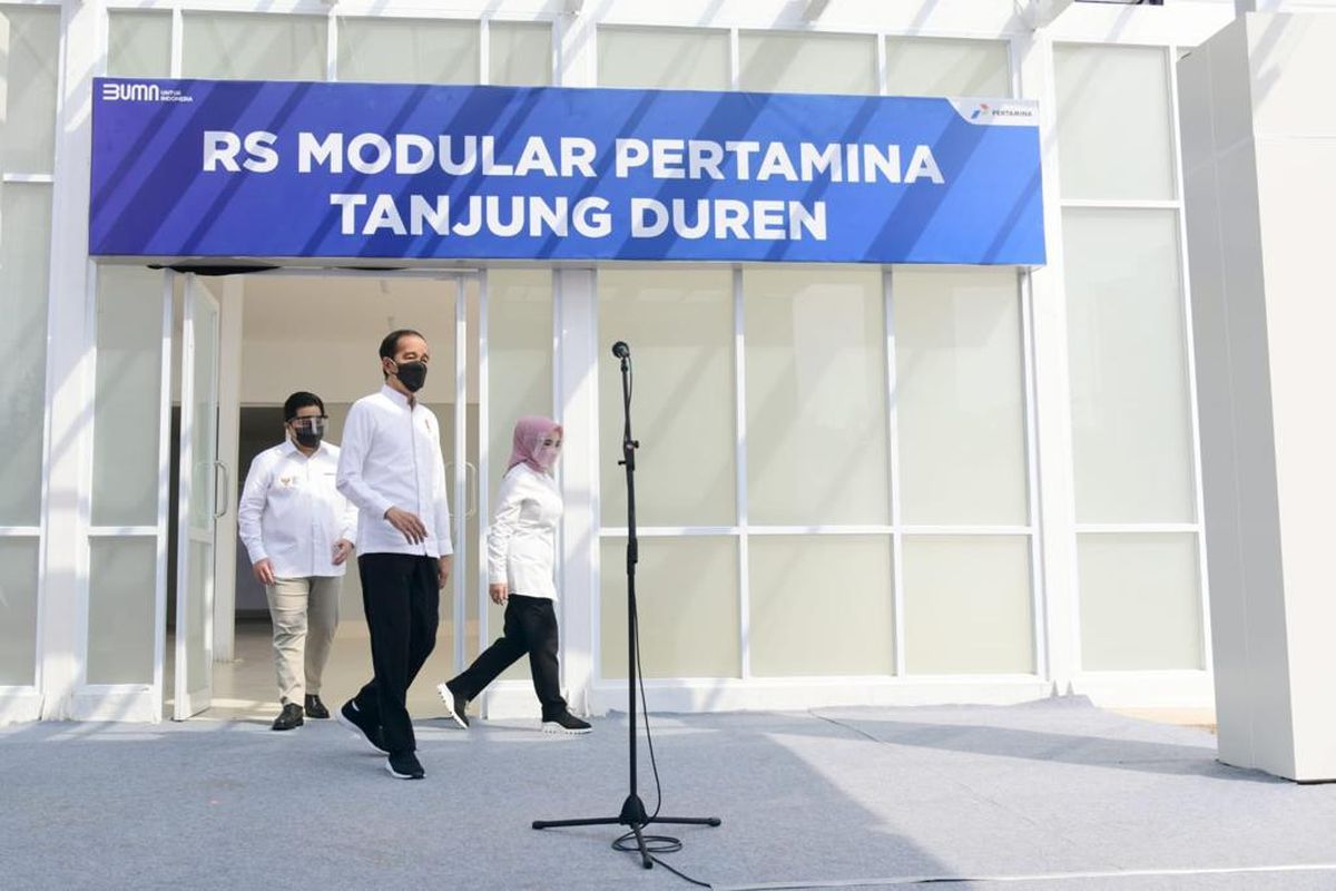 Presiden Joko Widodo meresmikan Rumah Sakit Pertamina Tanjung Duren Ekstensi RS PELNI, Jumat (6/8/2021).