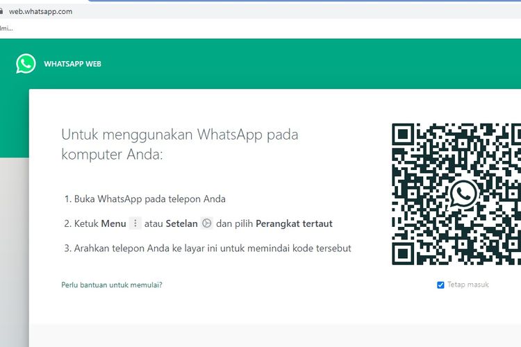 Tampilan Login WhatsApp Web