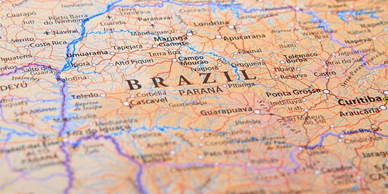 Ilustrasi peta Brasil, salah satu negara terbesar di dunia.