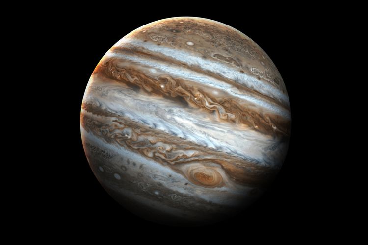 Ilustrasi planet Jupiter. Badai Great Red Spot Jupiter yang menghiasi planet terbesar di Tata Surya ini ternyata memiliki ukuran jauh lebih lebar. Badai Jupiter disebut-sebut sebagai badai terbesar di Tata Surya.
