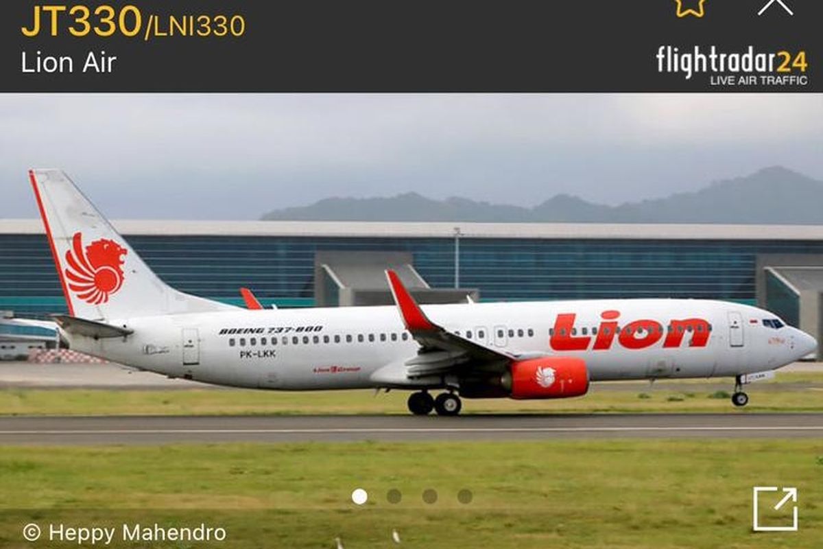 B737-800 Lion Air registrasi PK-LKK penerbangan JT330 yang alami gangguan api di mesin pesawat saat di udara, Rabu (26/10/2022).