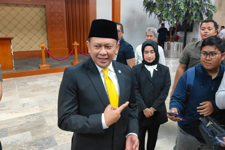 Ketua MPR RI sekaligus Wakil Ketua Umum Partai Golkar Bambang Soesatyo atau Bamsoet ditemui di Kompleks Parlemen Senayan, Jakarta, Jumat (8/3/2024).