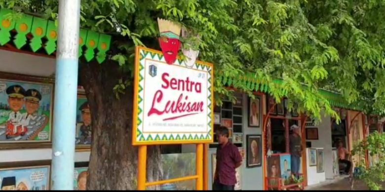 Sentra lukisan Pasar Baru, Jakarta Pusat, Jumat (29/3/2019)