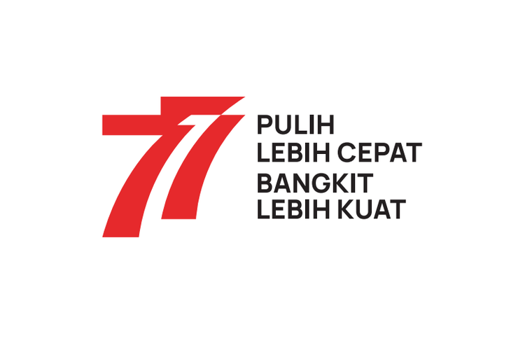 Tangkapan layar desain logo HUT ke-77 RI dengan tema Pulih Lebih Cepat, Bangkit Lebih Kuat.