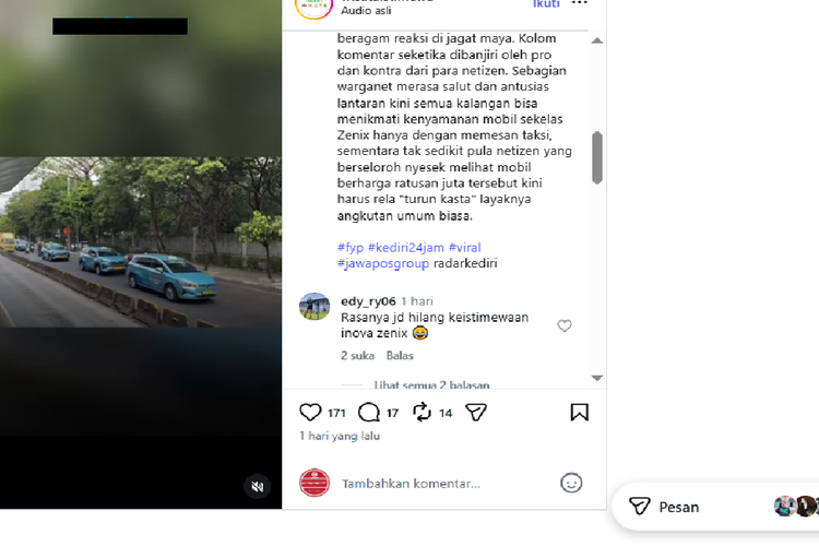 Reaksi pengguna media sosial soal Innovva Zenix Hybrid jadi taksi