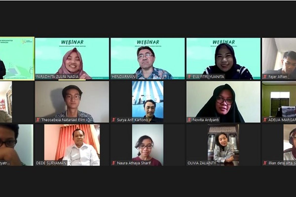 Webinar Generasi Berkarakter Hindari Narkoba, Sabtu (26/9/2020).