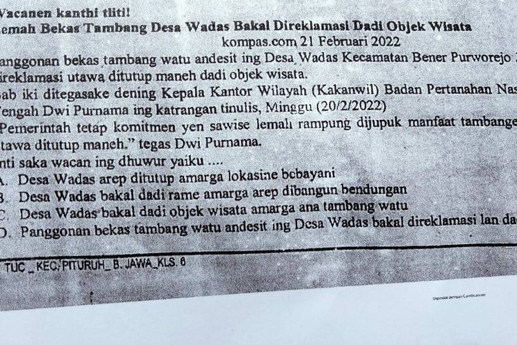 Istimewa : soal TUC konflik Wadas di Wilcambidik Kecamatan Pituruh 