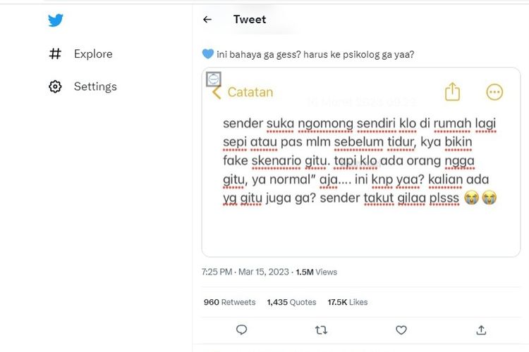 Suka berbicara sendiri tanda orang cerdas atau gangguan mental?